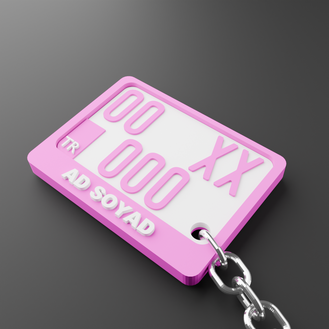 MOTORA/KİŞİYE ÖZEL PLAKA ANAHTARLIK İSİMLİ PEMBE