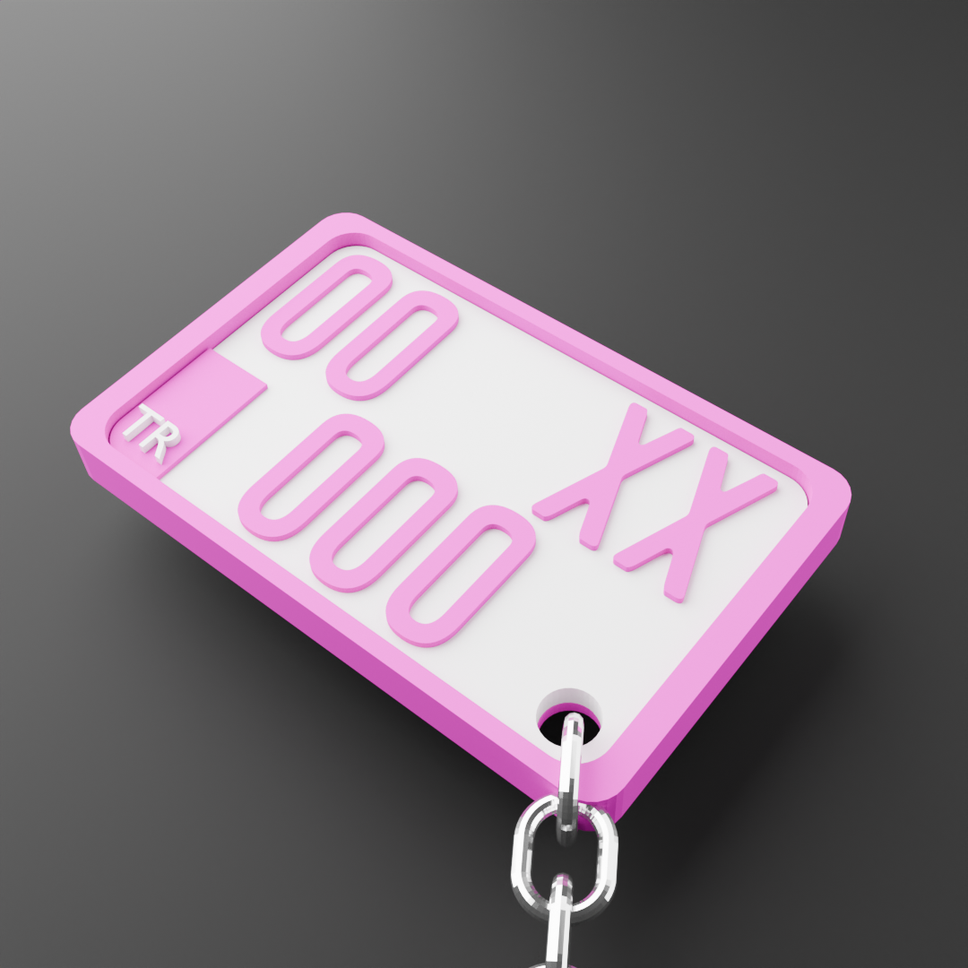 MOTORA/KİŞİYE ÖZEL PLAKA ANAHTARLIK PEMBE